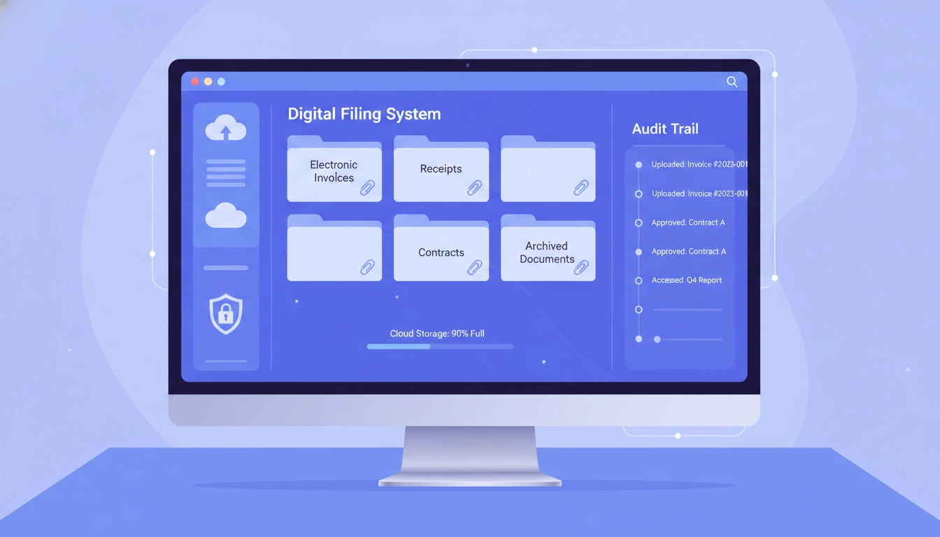 Interface de logiciel d'archivage électronique des factures avec piste d'audit et stockage sécurisé