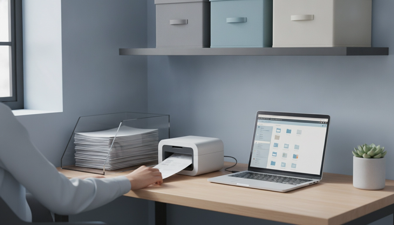 Bureau organisé pour archiver factures papier domicile travailleur indépendant espace limité