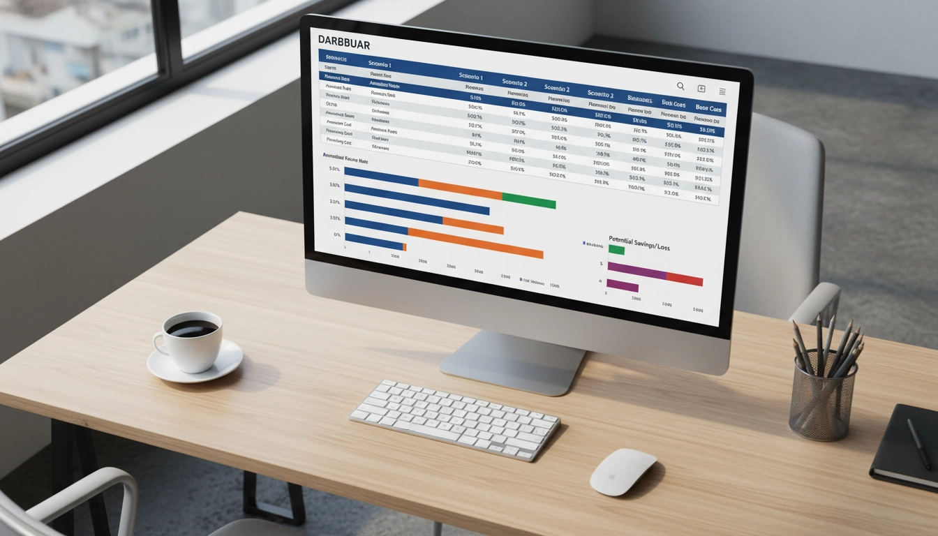 Tableau de simulation de scénarios d'escompte pour paiement anticipé en entreprise