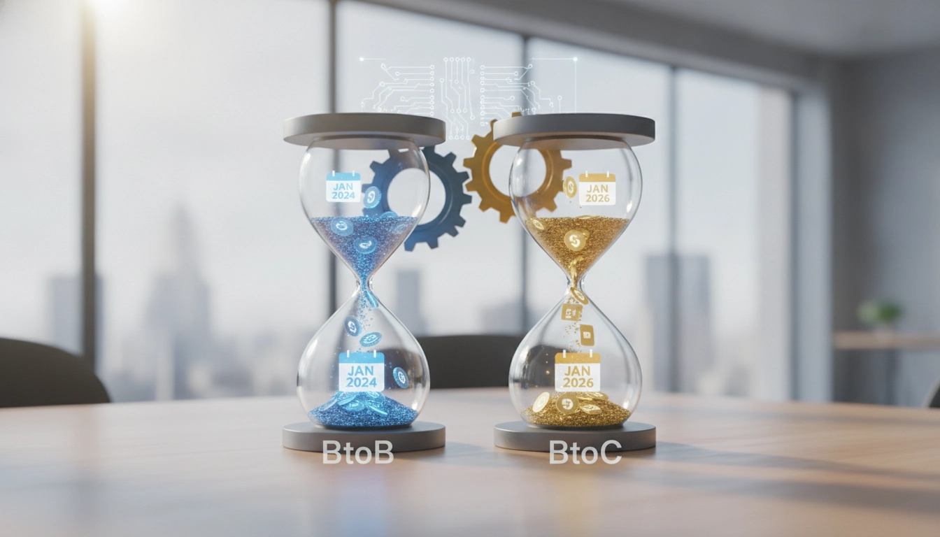 Graphique illustrant le calendrier facture électronique BtoB BtoC différences pour les entreprises