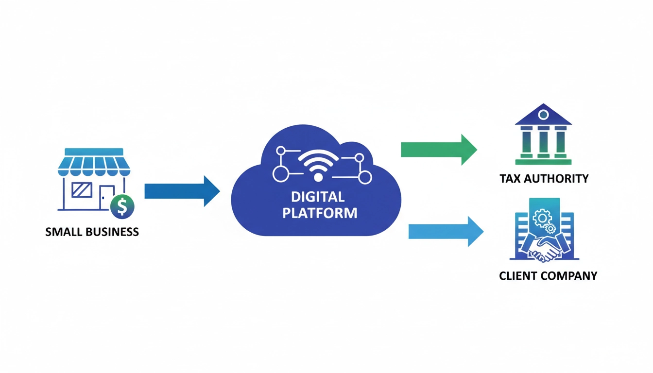 Schéma du flux de traitement d'une facture électronique entre une TPE, sa plateforme de dématérialisation partenaire et le portail fiscal