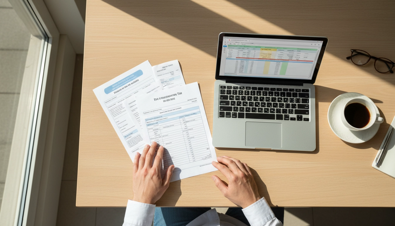 Auto-entrepreneur vérifiant les conditions pour bénéficier de la franchise en base de TVA sur ses documents fiscaux