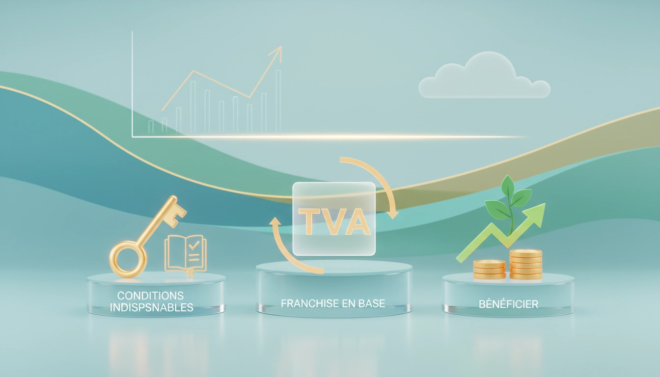 Entrepreneur vérifiant les conditions pour bénéficier de la franchise en base de TVA sur son ordinateur