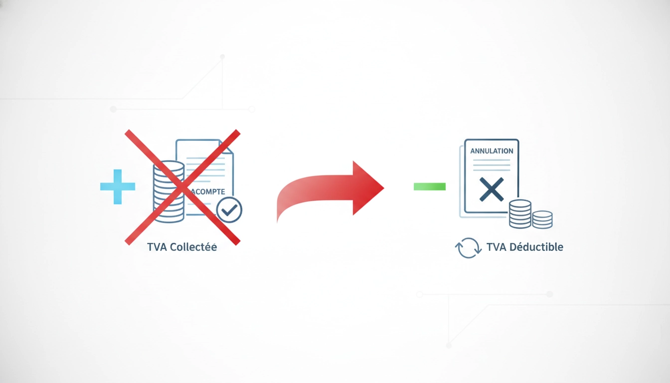 Graphique illustrant les conséquences TVA annulation facture acompte pour une entreprise