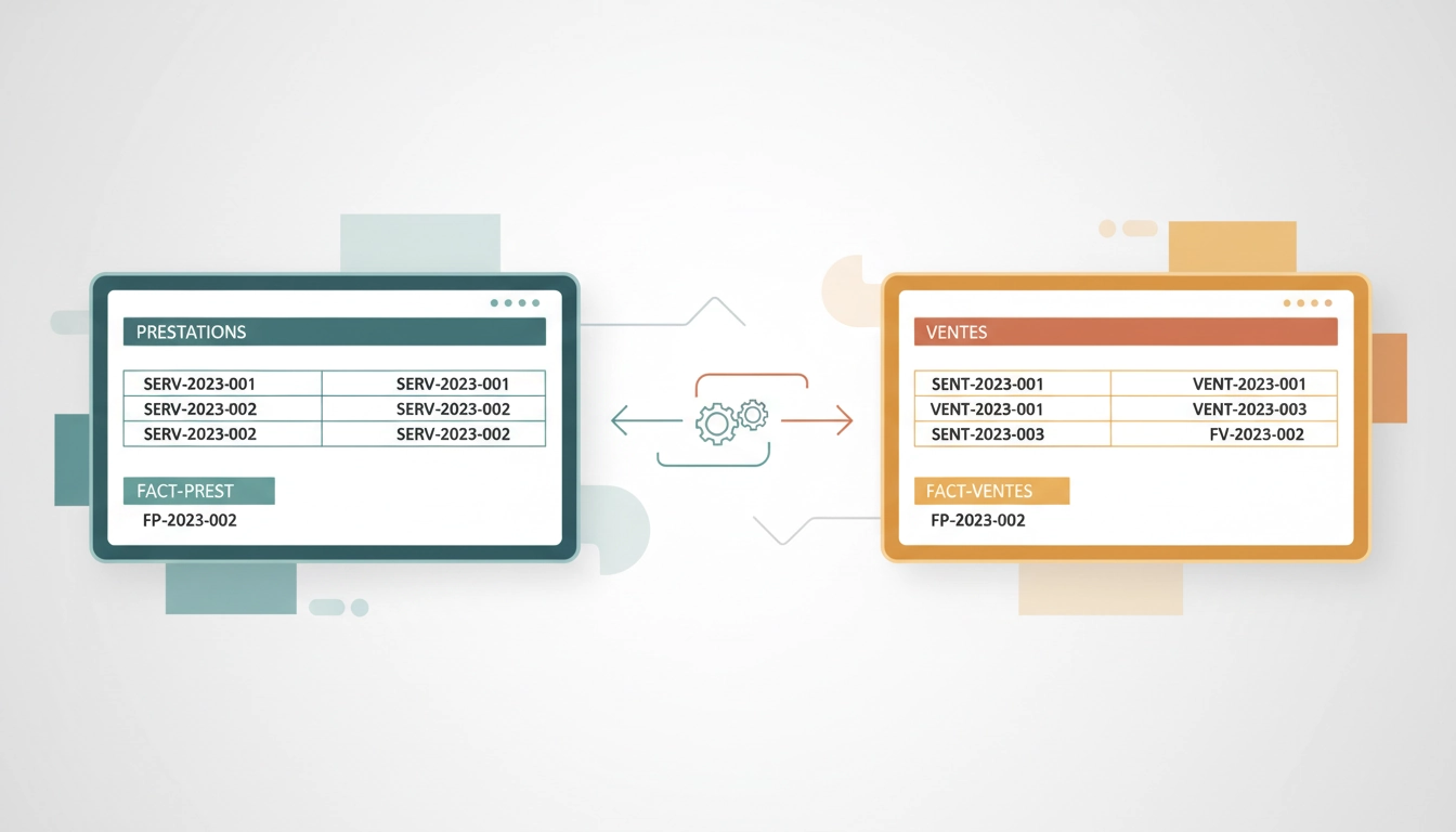 Illustration montrant comment créer deux séries de numérotation pour prestations et ventes dans une comptabilité d'auto-entrepreneur