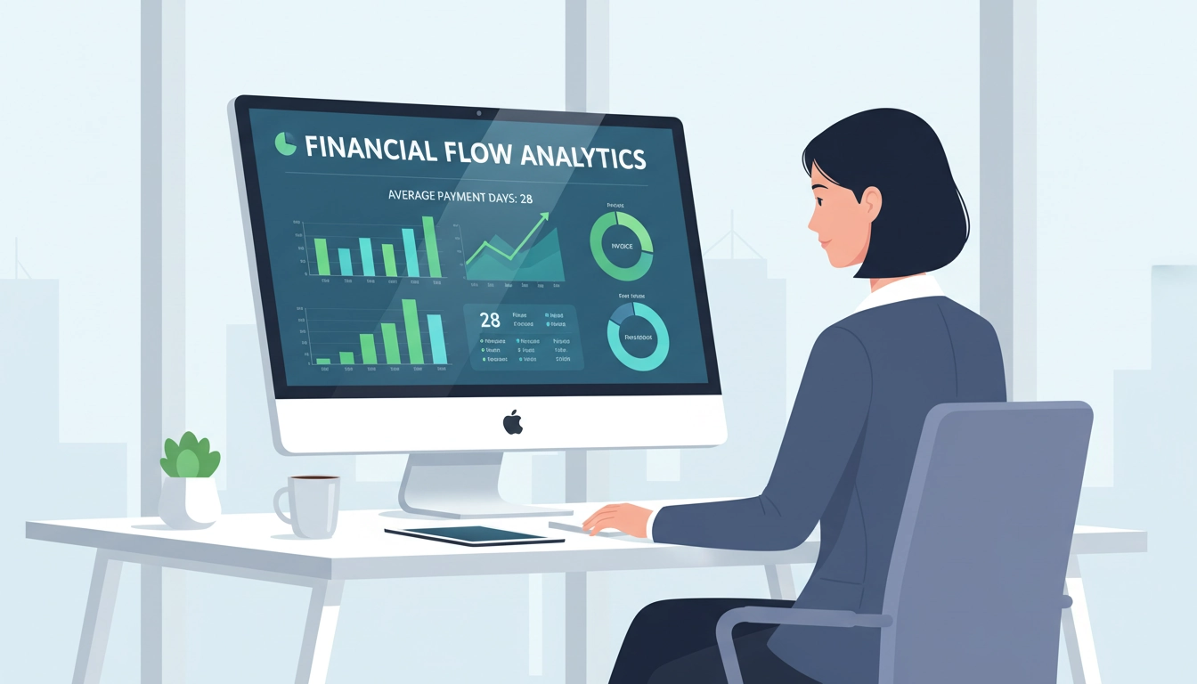 Chef d'entreprise consultant un tableau de bord de suivi des délais de paiement de ses factures clients