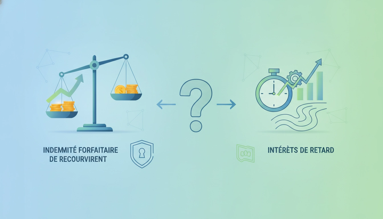 Illustration montrant la différence indemnité forfaitaire recouvrement et intérêts de retard sur des factures