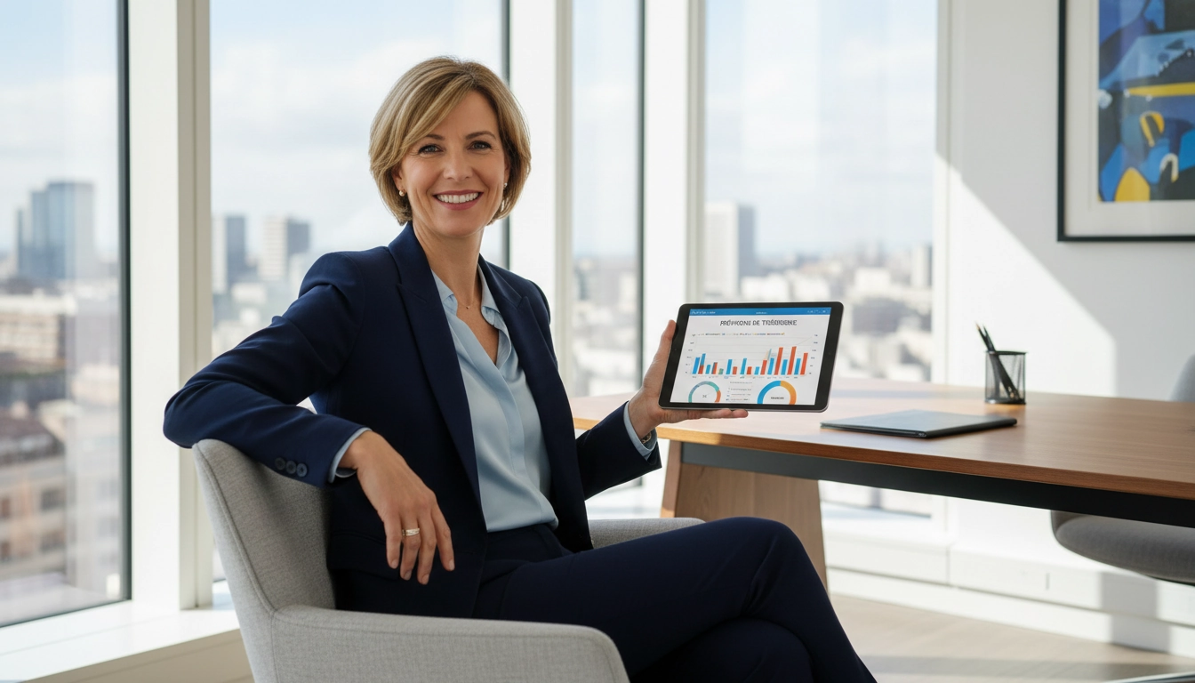 Directeur financier analysant les données TVA en temps réel grâce à l'automatisation des déclarations