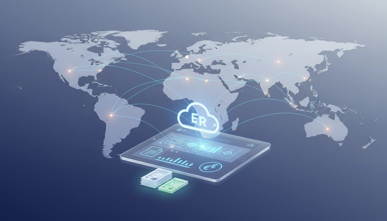 Illustration de l'e-reporting TVA pour les transactions internationales hors UE : flux de données entre une entreprise française et ses clients export