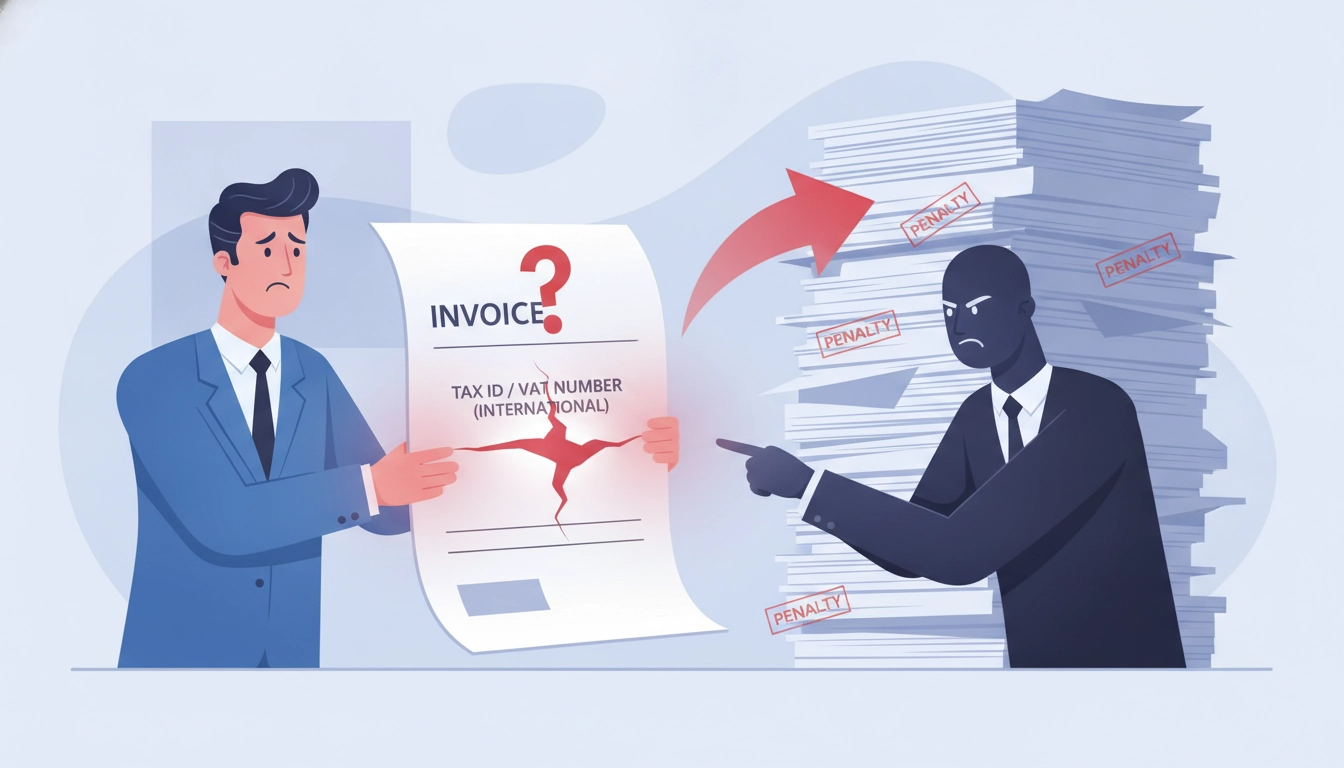 Graphique montrant le risque lié à une erreur mention facture client étranger risque redressement fiscal