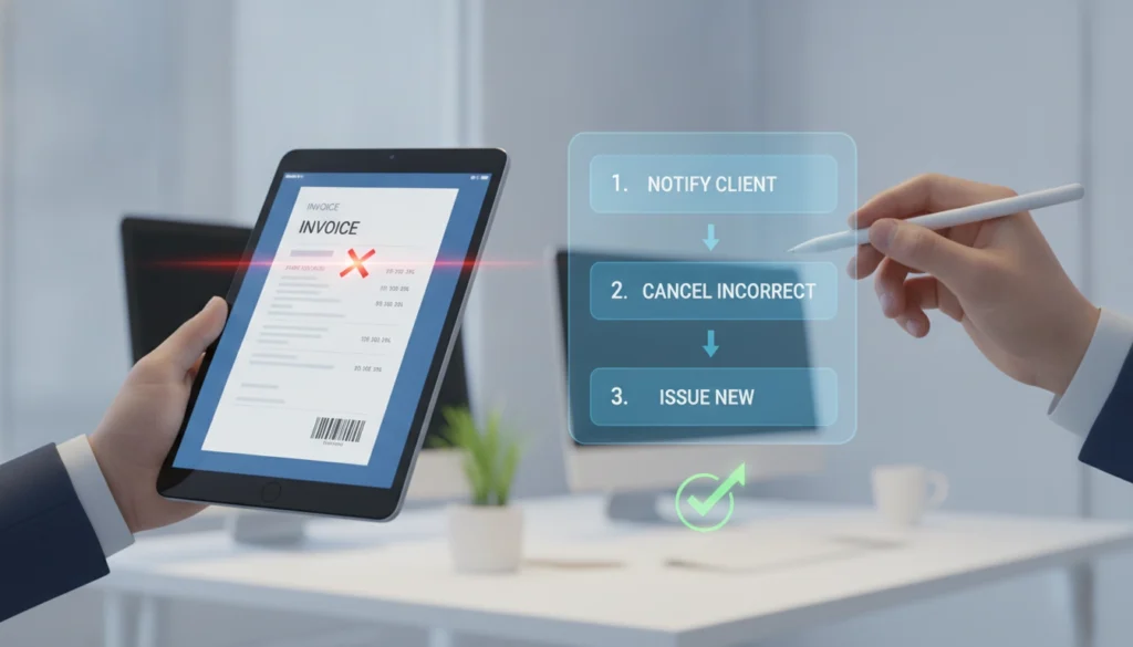 Illustration montrant une gestion comptable sereine après une erreur numéro facture déjà envoyée au client