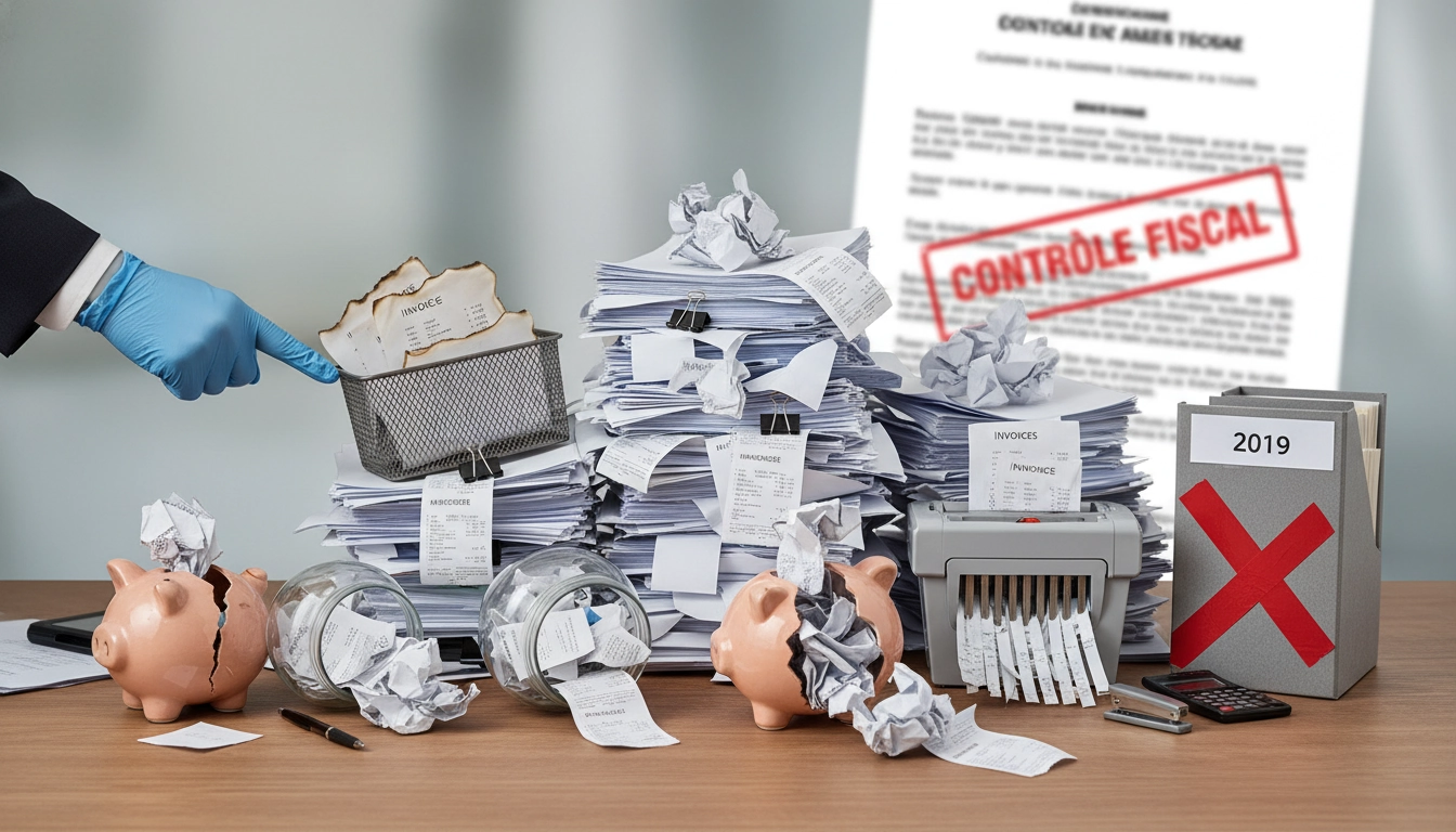 Classeurs de factures papier bien organisés pour éviter un redressement fiscal