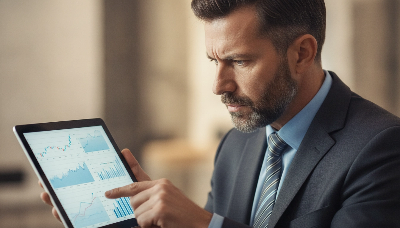 Expert analysant des graphiques financiers pour optimiser les délais de paiement.