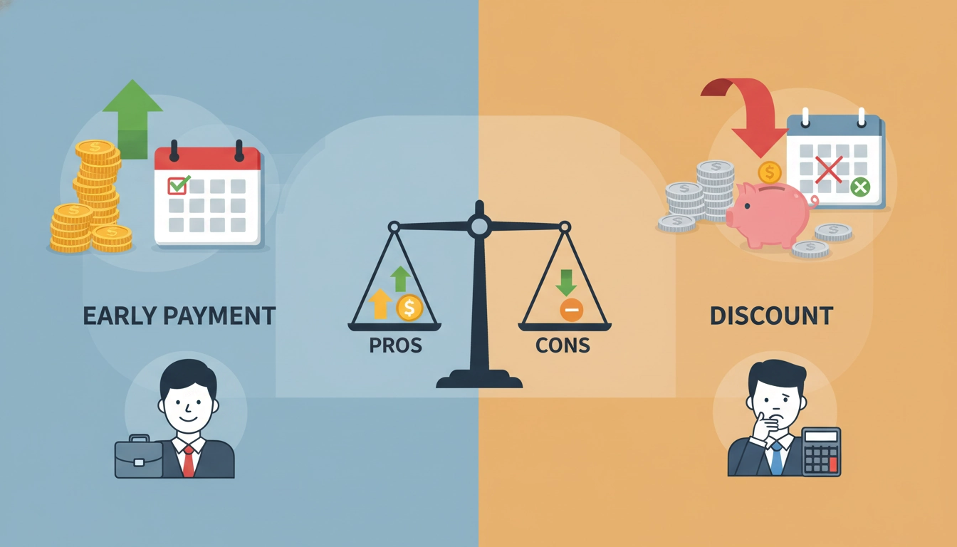 Illustration montrant les avantages et inconvénients de l'escompte pour paiement anticipé pour les fournisseurs