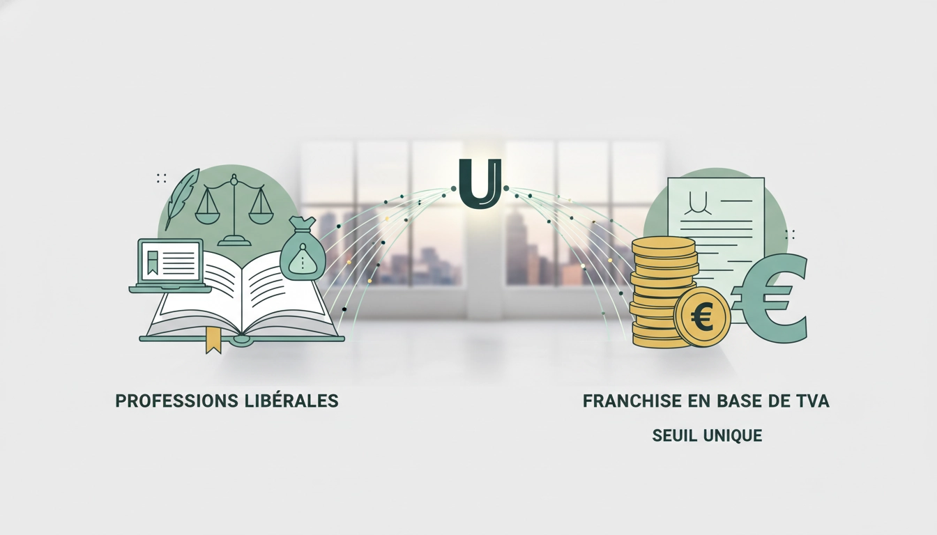 Un professionnel libéral consultant ses comptes pour vérifier la franchise en base de TVA pour les professions libérales seuil spécifique.