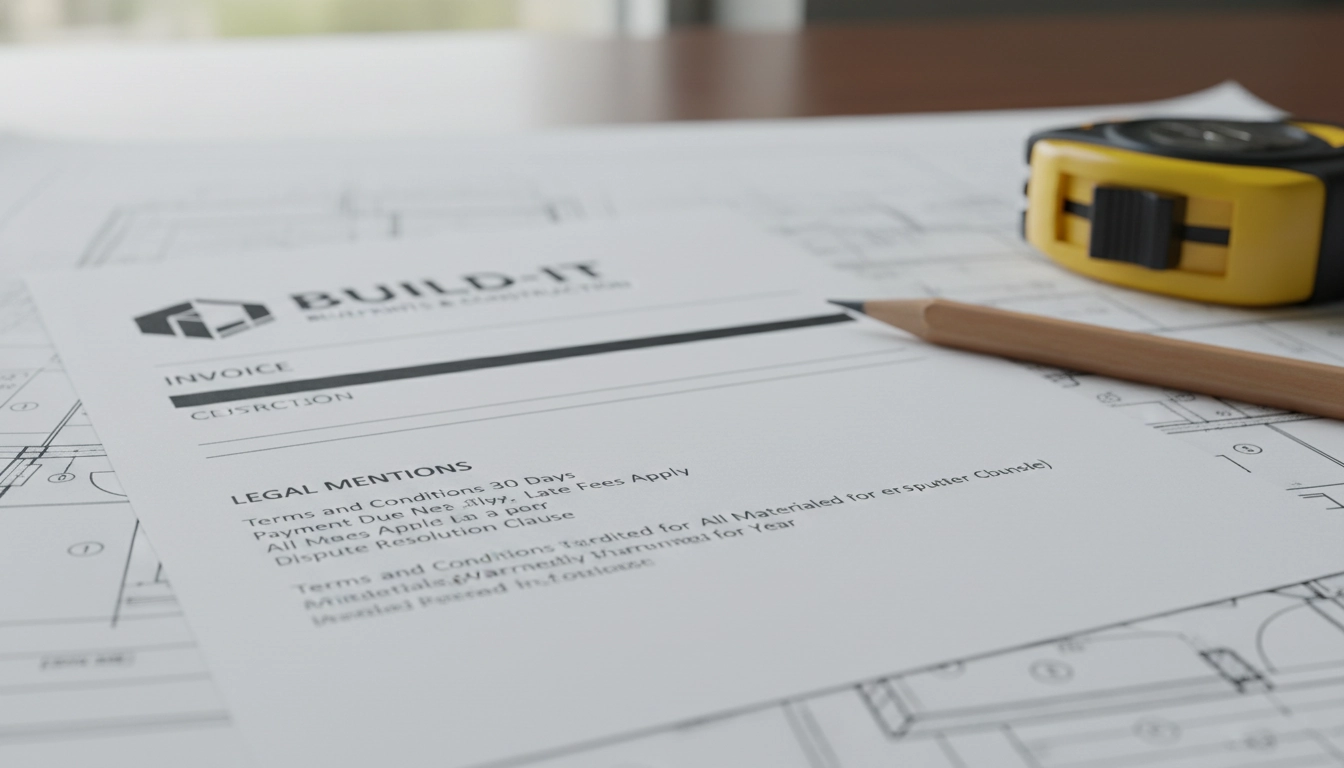 Une facture détaillée incluant la mention garantie parfait achèvement facture travaux artisan pour un client.