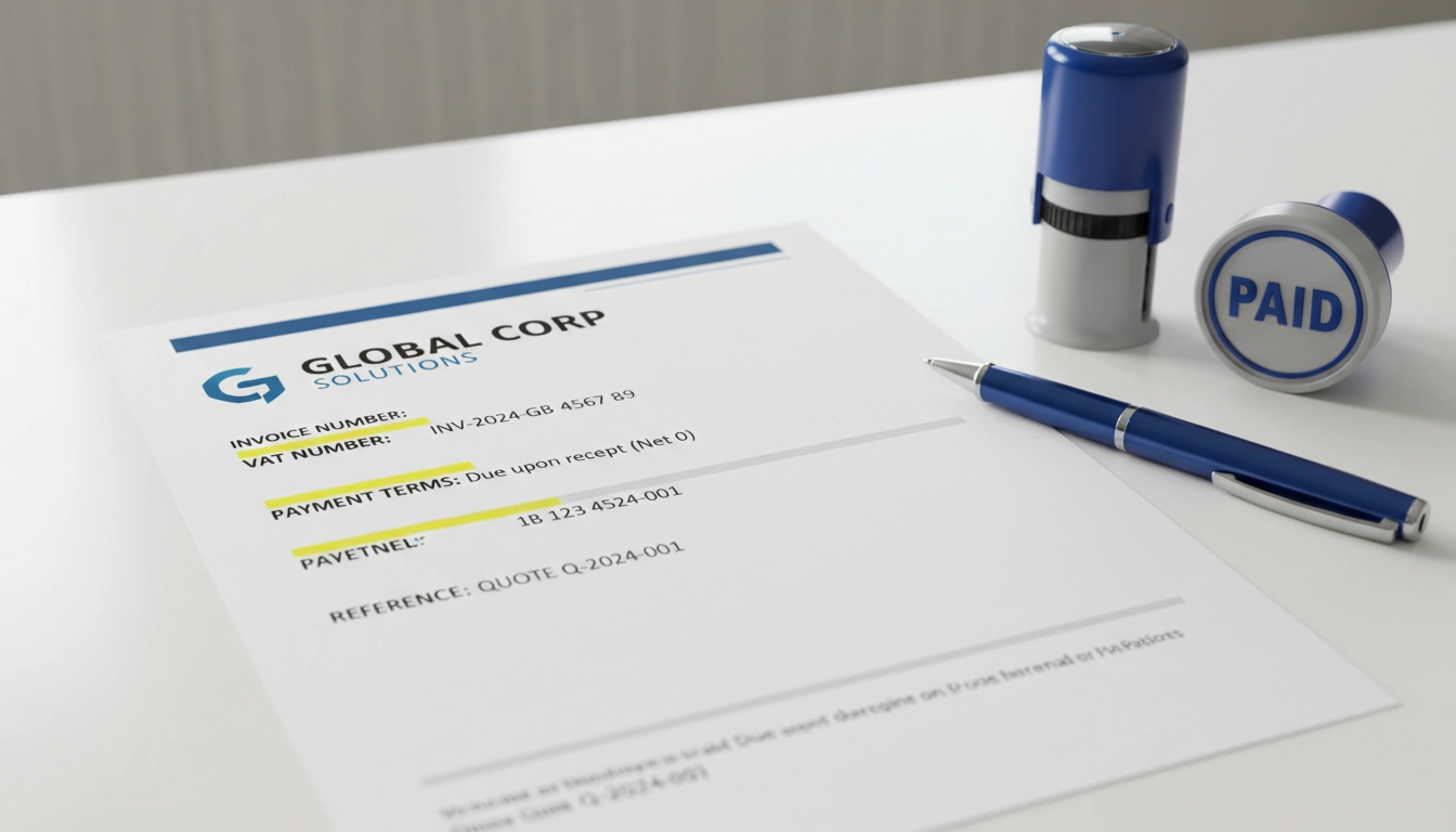 Facture d'acompte avec mentions obligatoires surlignées après un devis signé