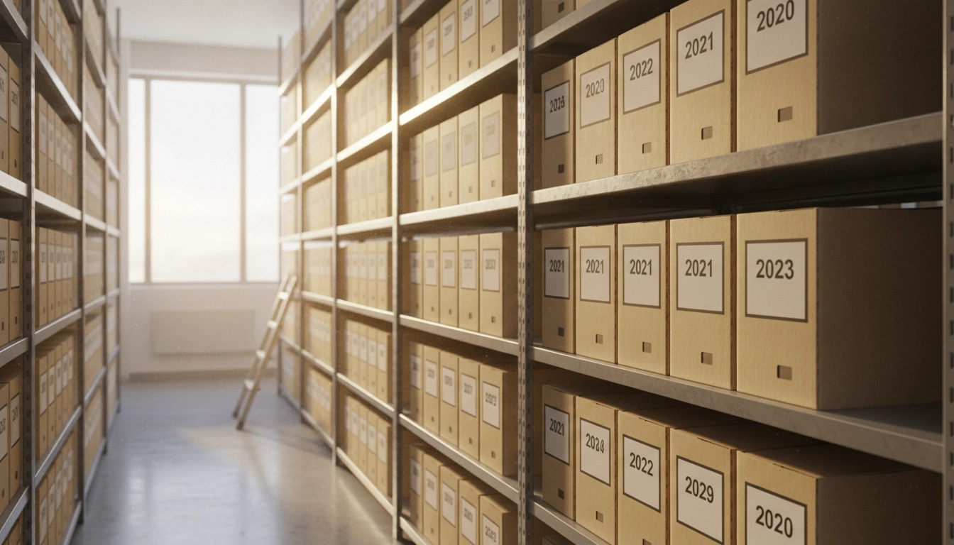 Boîtes d'archives bien étiquetées pour un rangement efficace des factures
