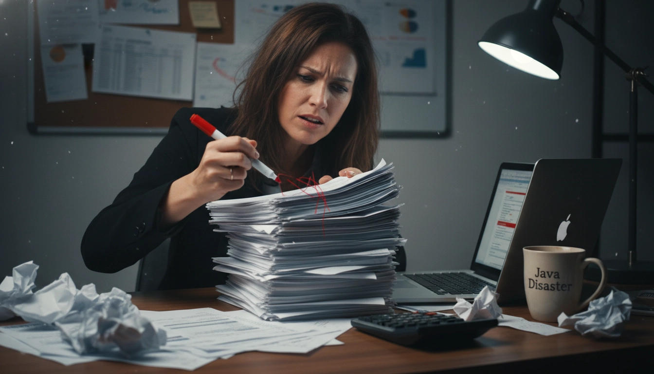 Entrepreneur corrigeant des erreurs de facturation liées au transfert de responsabilité de la taxe.