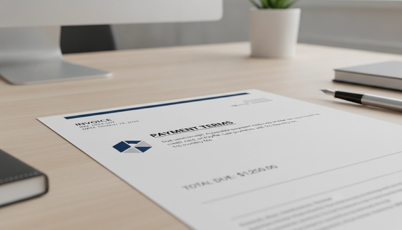 Zoom sur la mention escompte pour paiement comptant obligatoire sur facture présente sur un document comptable.