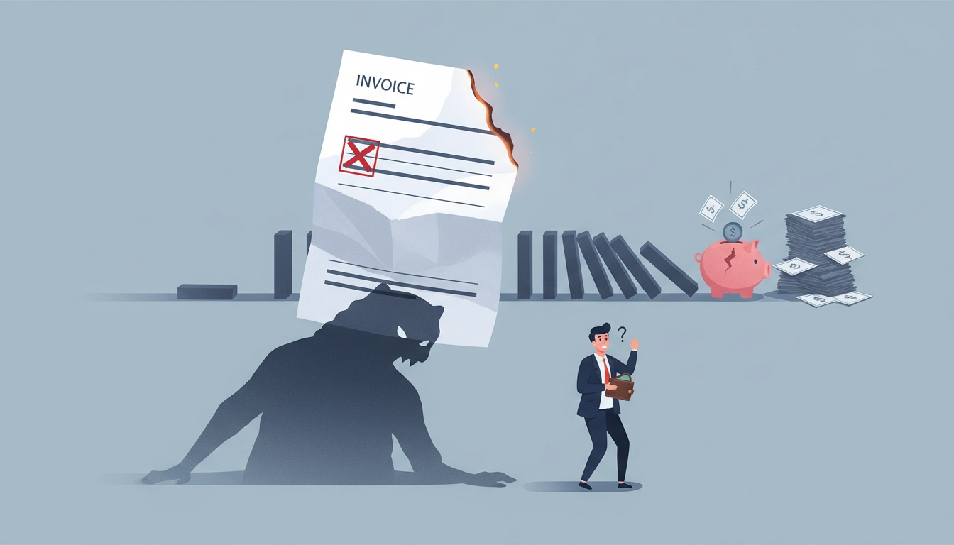 Document facture montrant mention pénalités de retard absente sur facture risques légaux et conseils de conformité