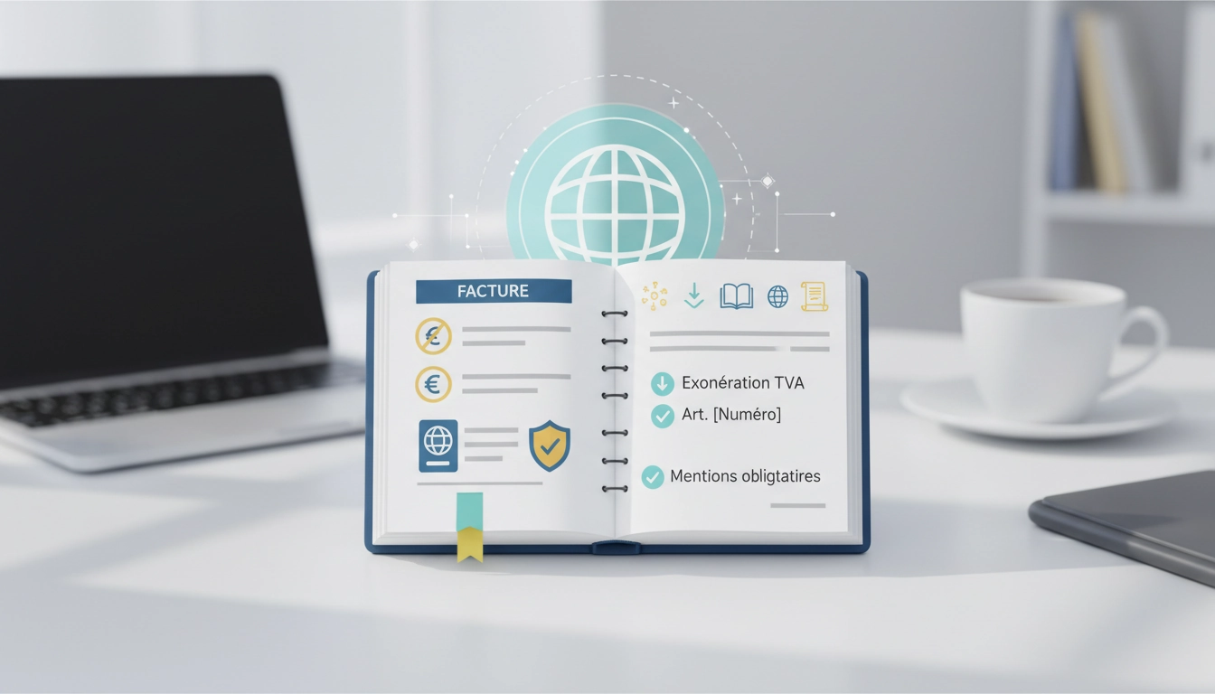 Entrepreneur français vérifiant les mentions obligatoires d'une facture export pour l'exonération de TVA client hors UE