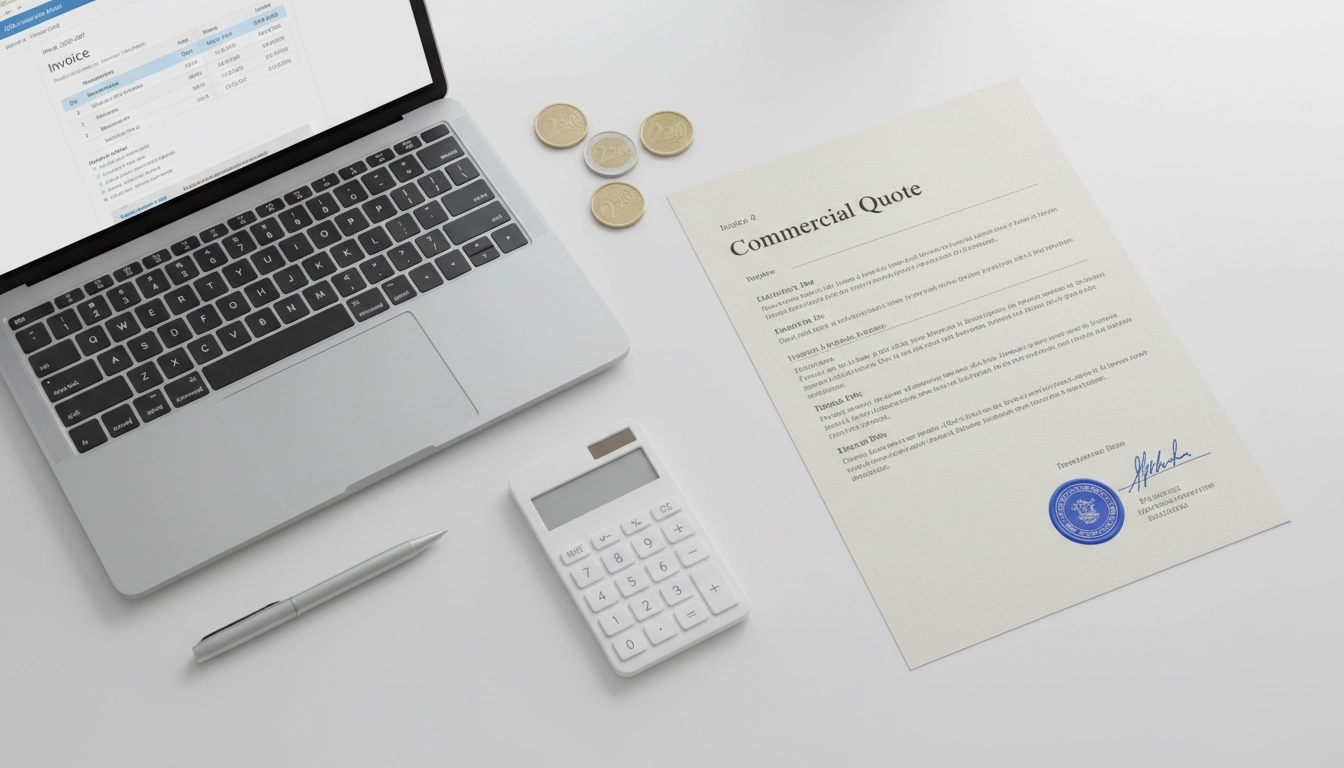 Devis signé et logiciel de facturation illustrant les mentions obligatoires facture acompte après devis signé