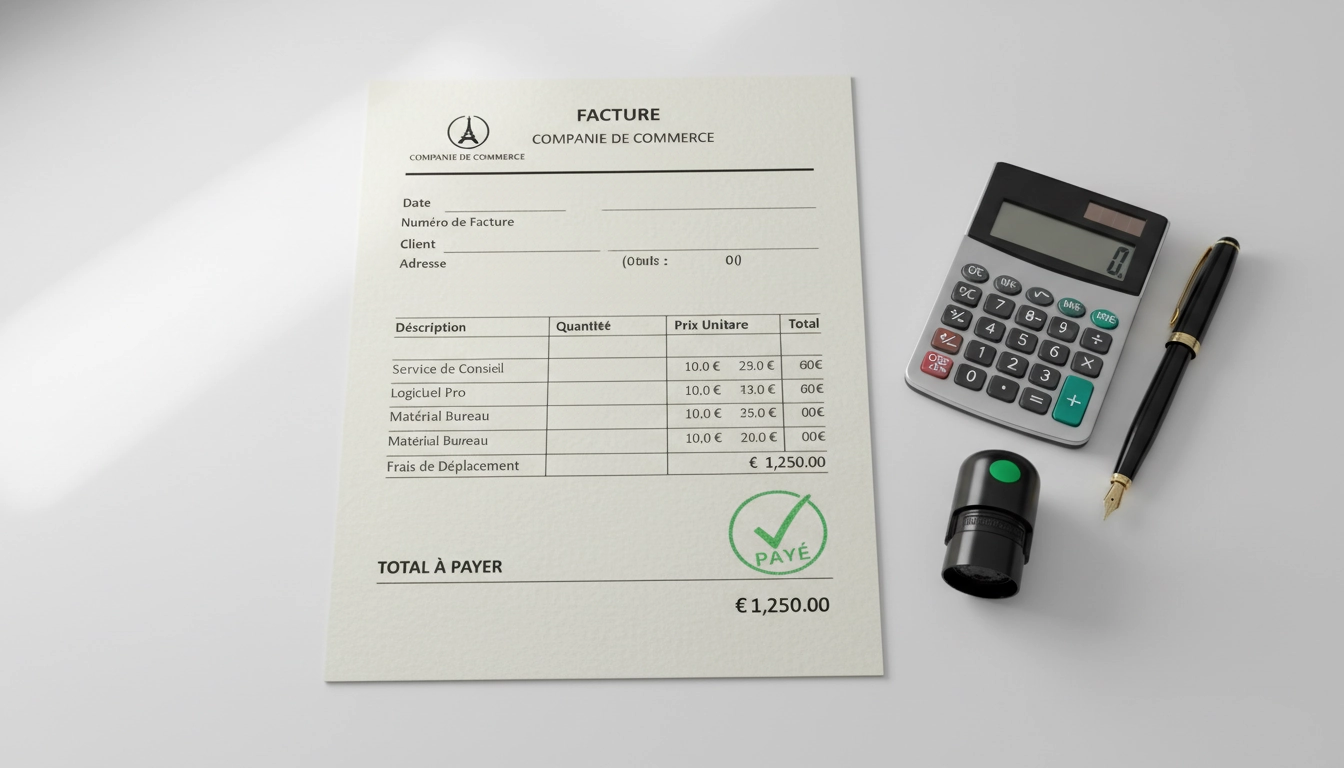 Exemple de facture avec toutes les mentions obligatoires sur une facture professionnelle française