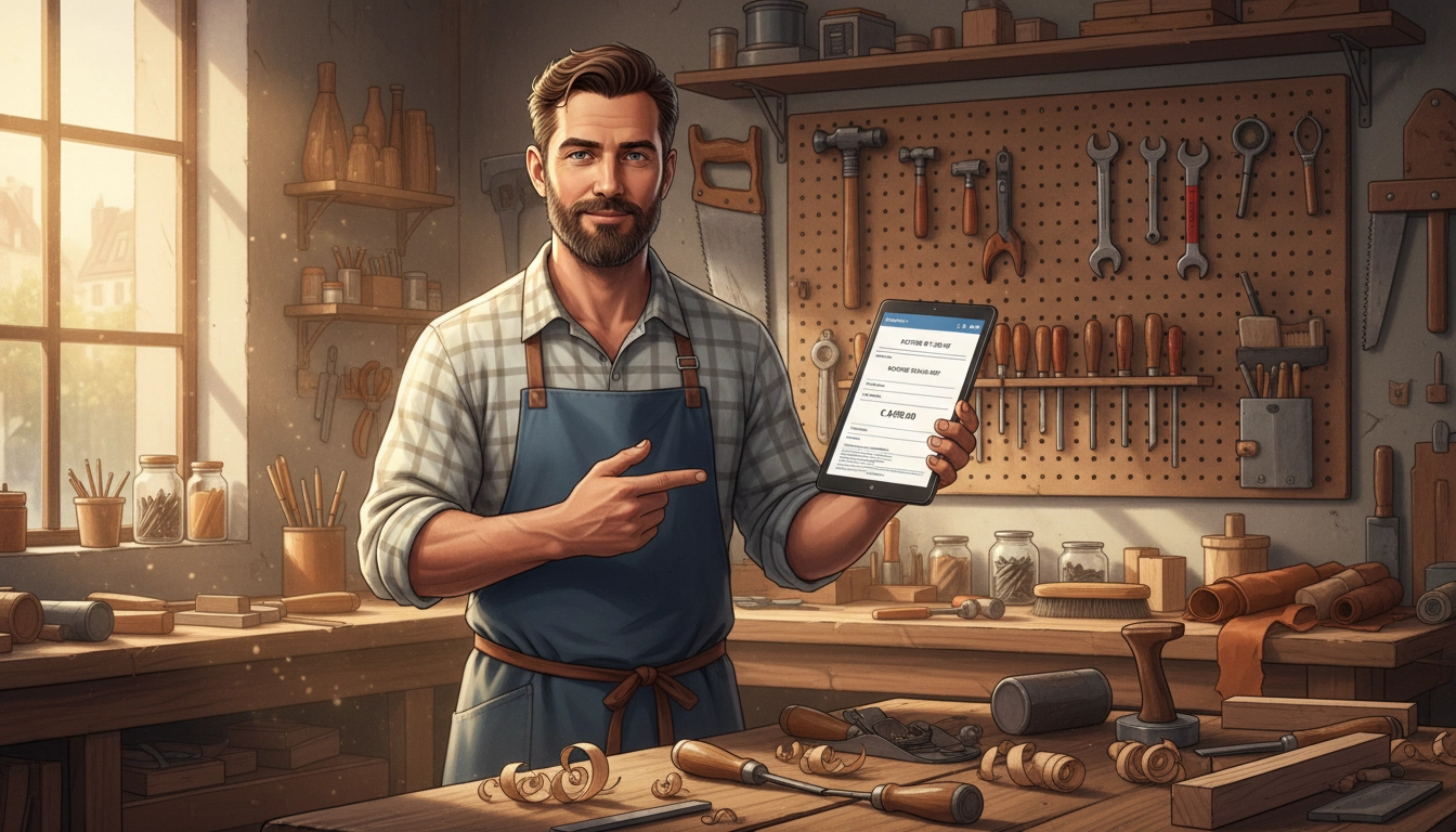 Artisan consultant sa facture numérique avec les mentions spécifiques obligatoires pour son statut