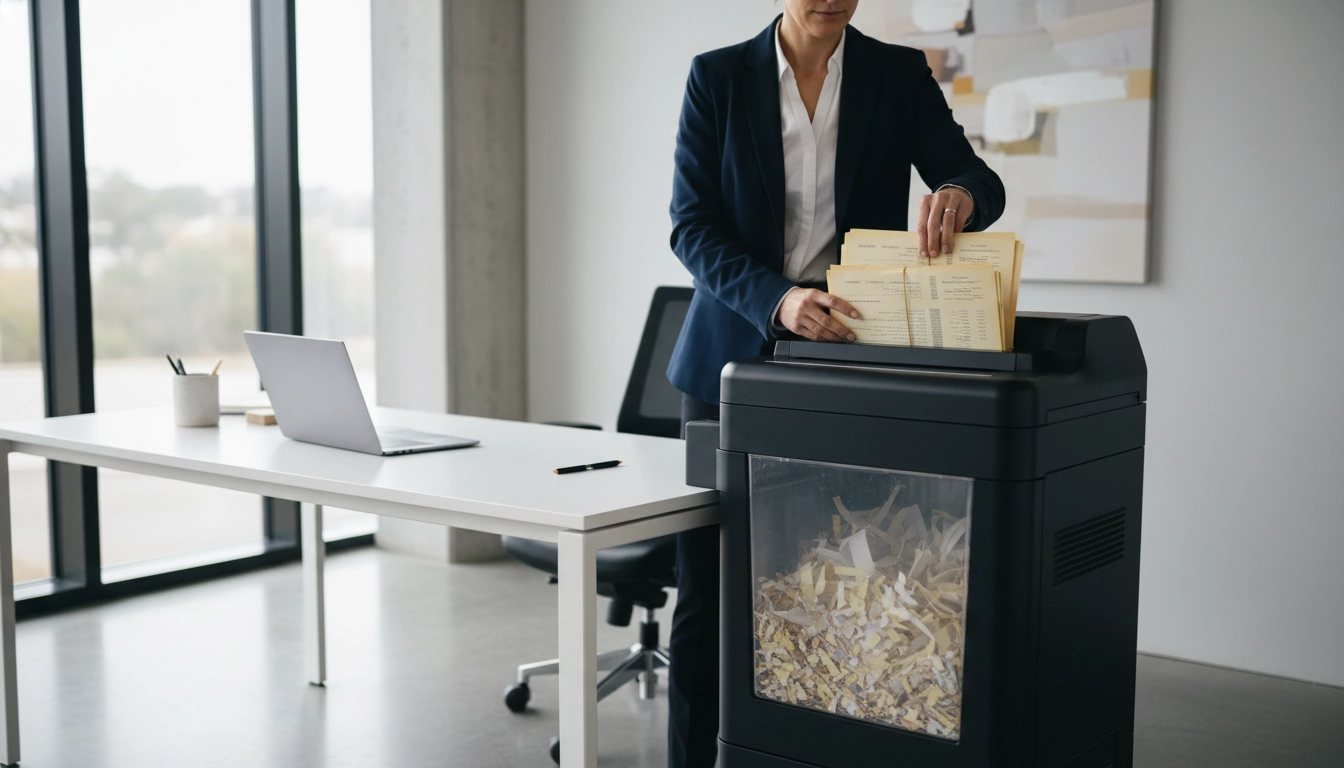 Utilisation d'un broyeur de bureau comme l'une des méthodes efficaces détruire archives comptables expirées petite entreprise