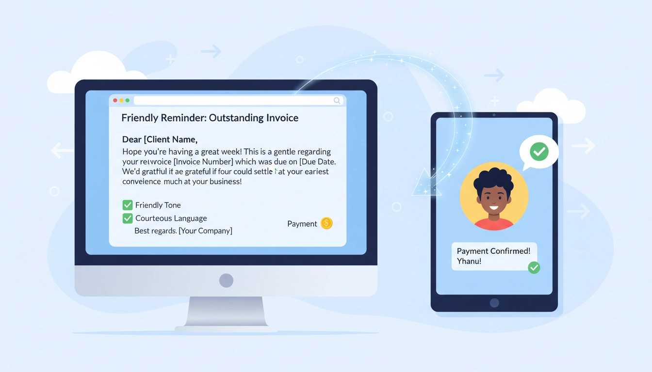 Illustration d'un modèle de relance amiable par email premier rappel bienveillant et professionnel