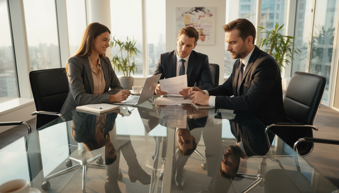 Indépendant qui apprend comment négocier des délais de paiement plus longs avec un grand groupe lors d'une réunion contractuelle