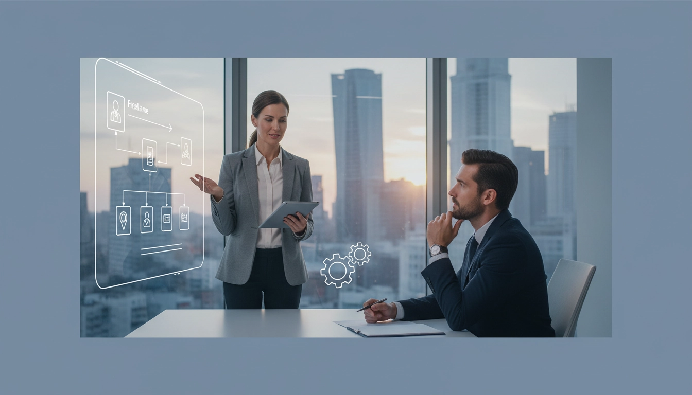 Freelance négociant des délais de paiement avec un grand groupe autour d'une table de réunion professionnelle