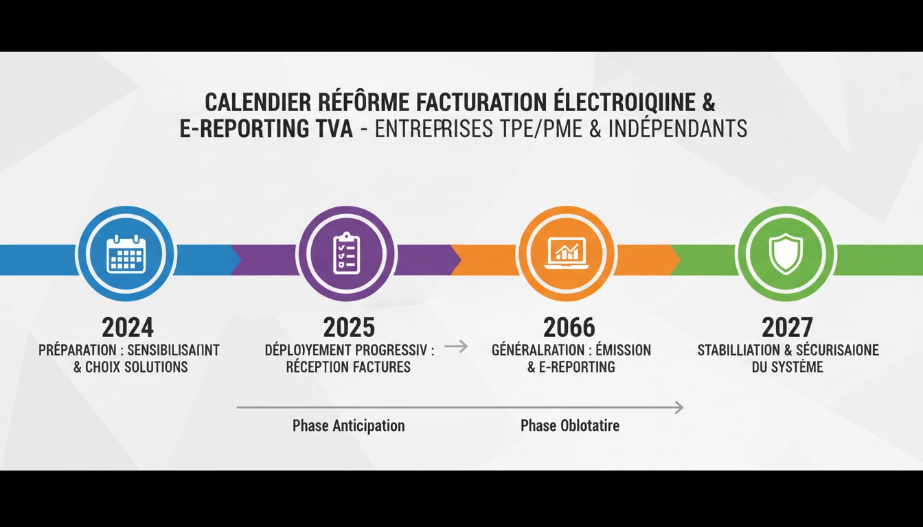 Calendrier de mise en conformité à l'obligation e-reporting TVA pour les TPE, PME et indépendants en France