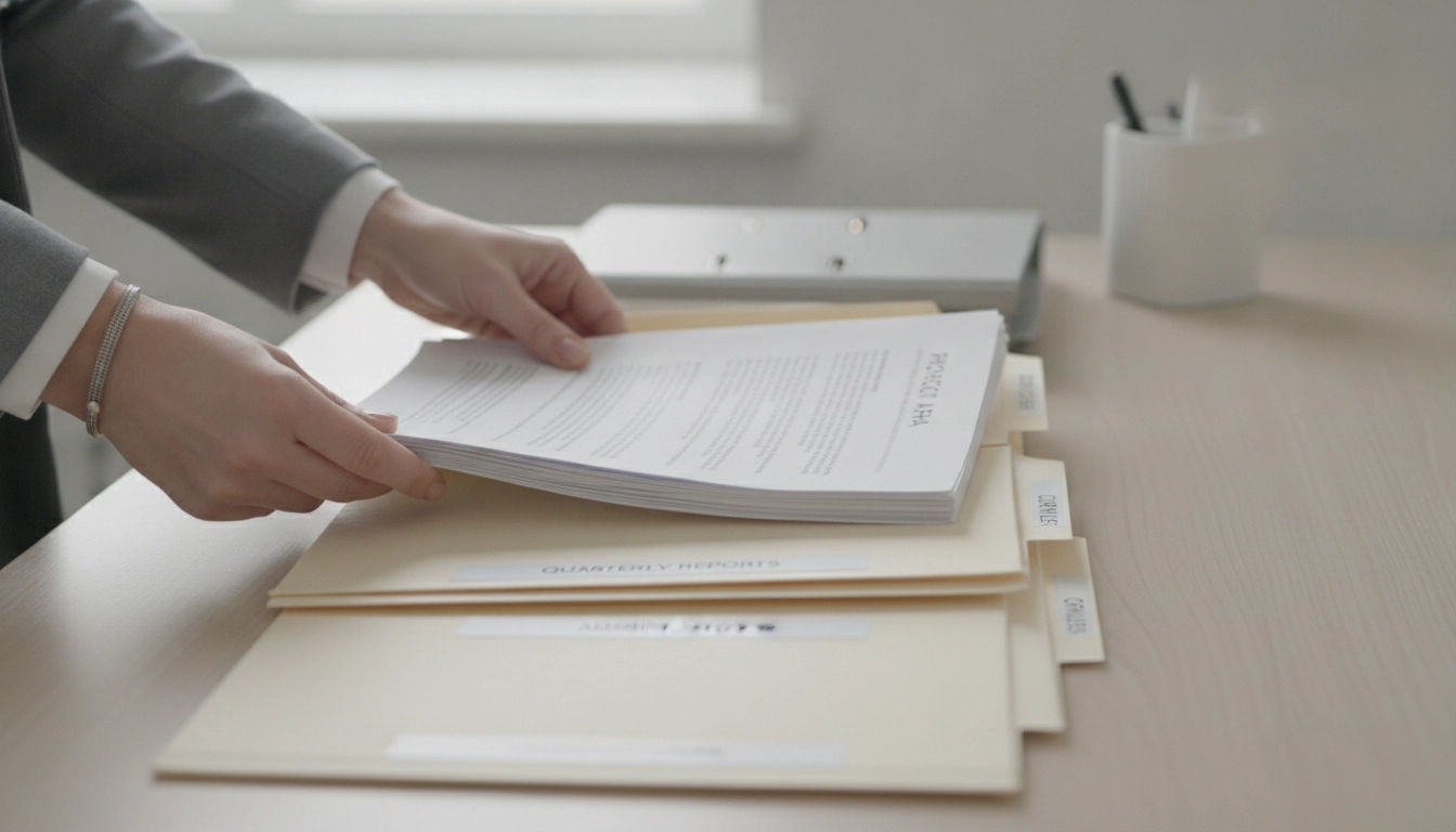 Le tri minutieux des documents pour un archivage efficace.