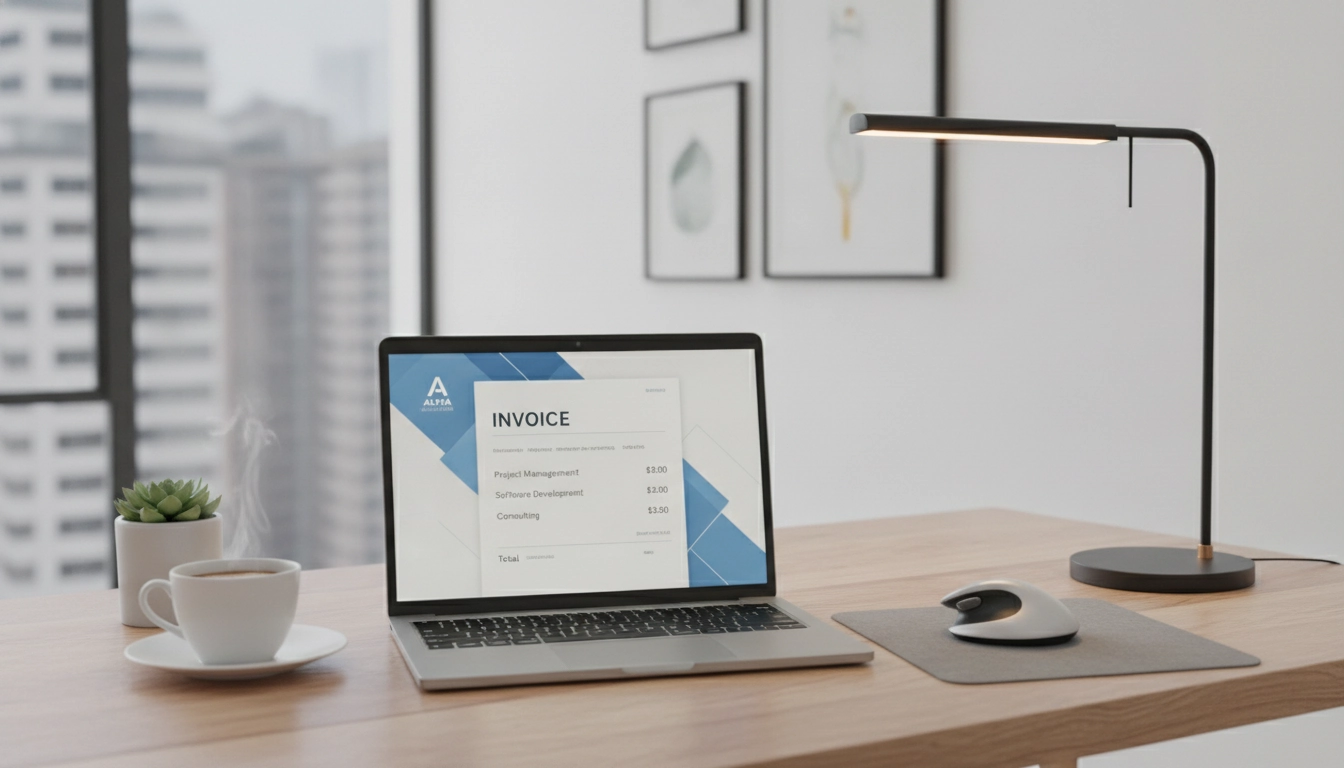 Gestion des pénalités de retard auto-entrepreneur facture client professionnel sur un espace de travail