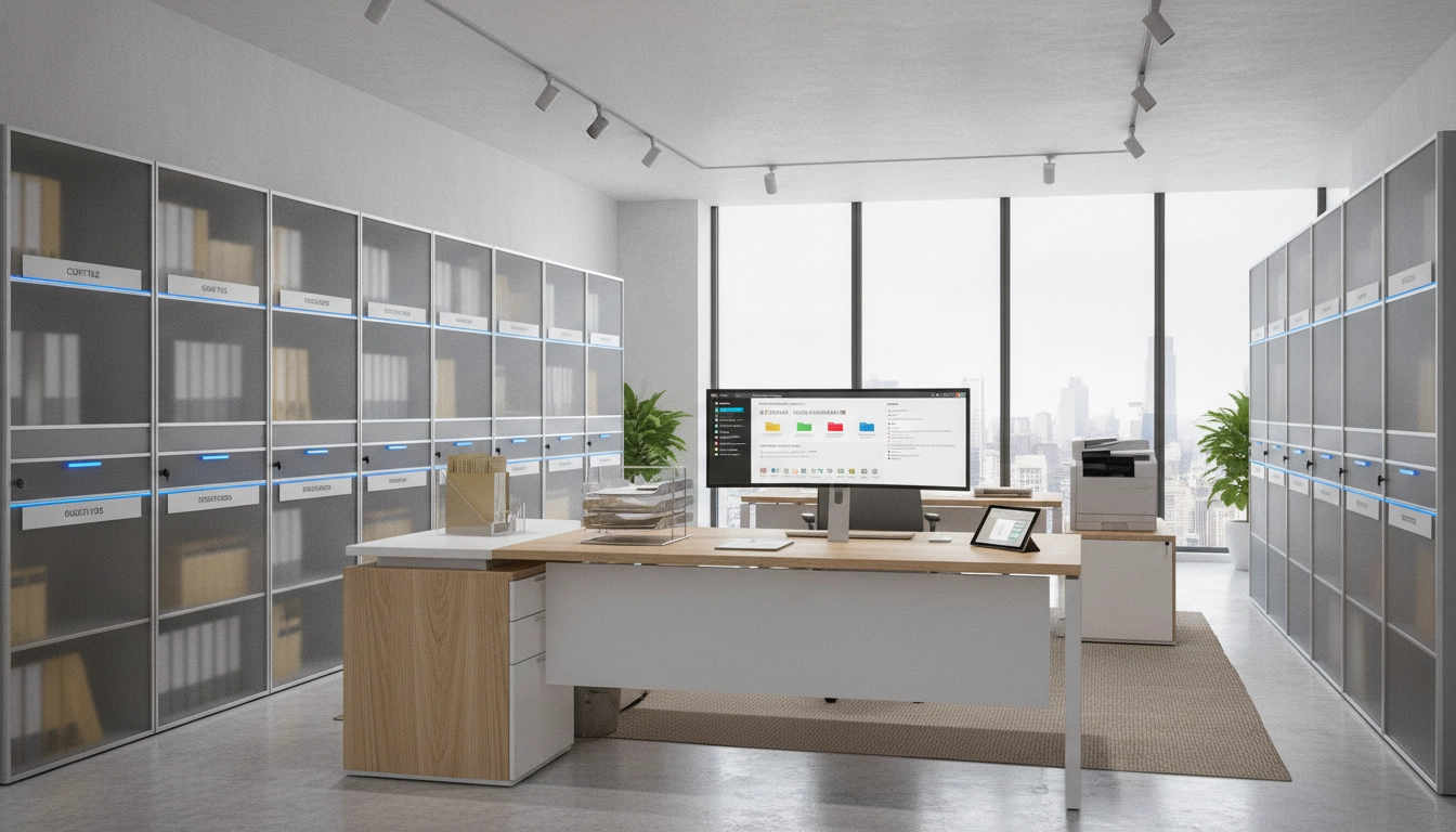 Bureau moderne avec archivage efficace pour la politique archivage destruction documents comptables entreprise durées conservation