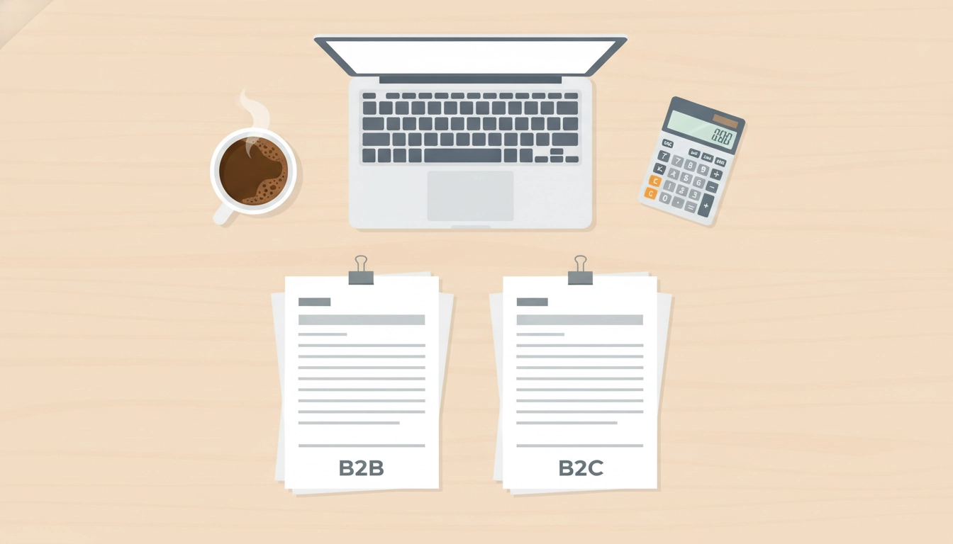 Exemple de préfixe numéro facture pour distinguer clients professionnels et particuliers sur un bureau organisé.