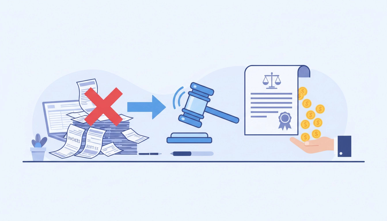 Entrepreneur consultant des documents pour lancer une procédure d'injonction de payer