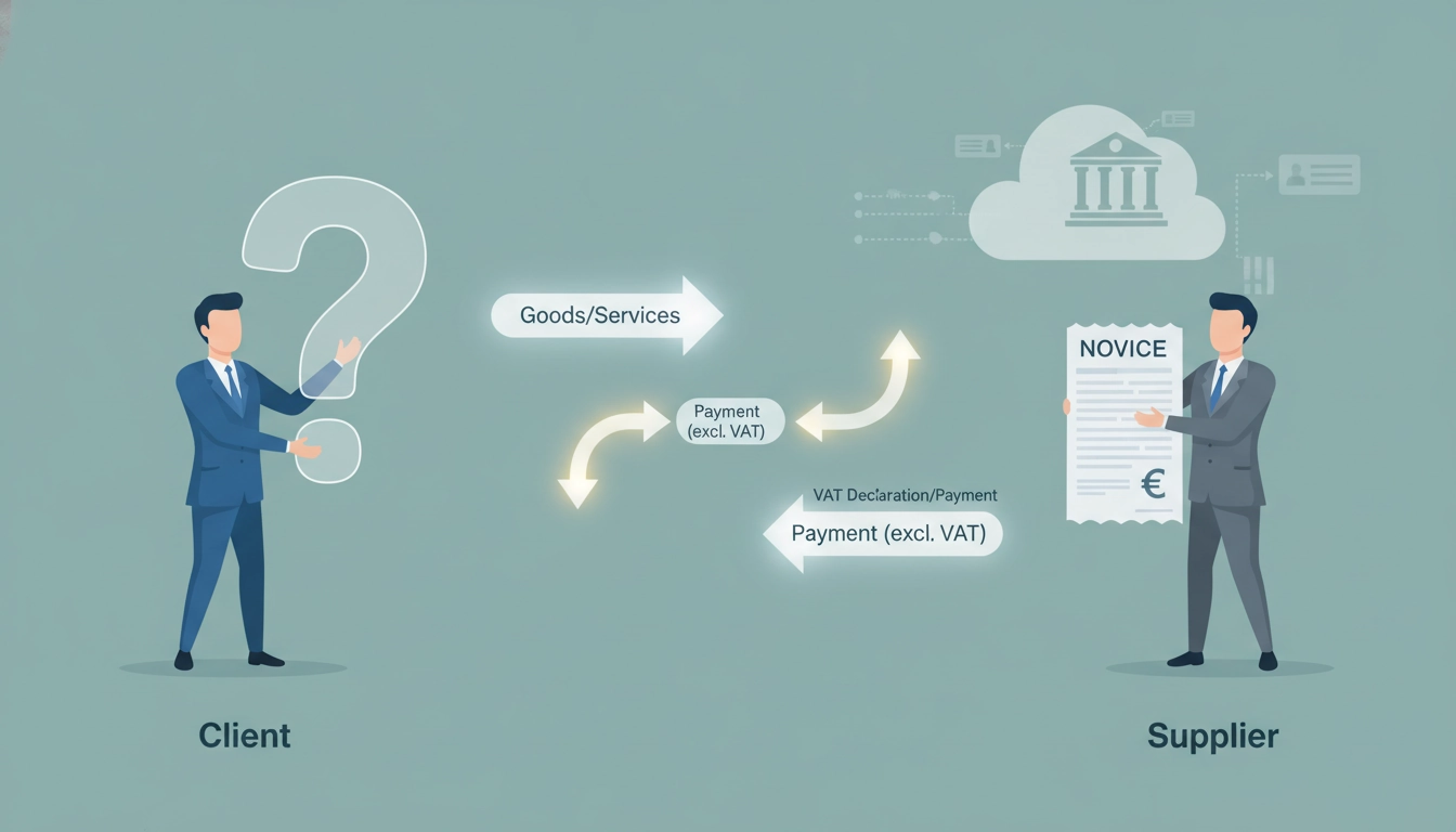 Graphique illustrant qui doit déclarer la TVA en cas d'autoliquidation entre partenaires commerciaux