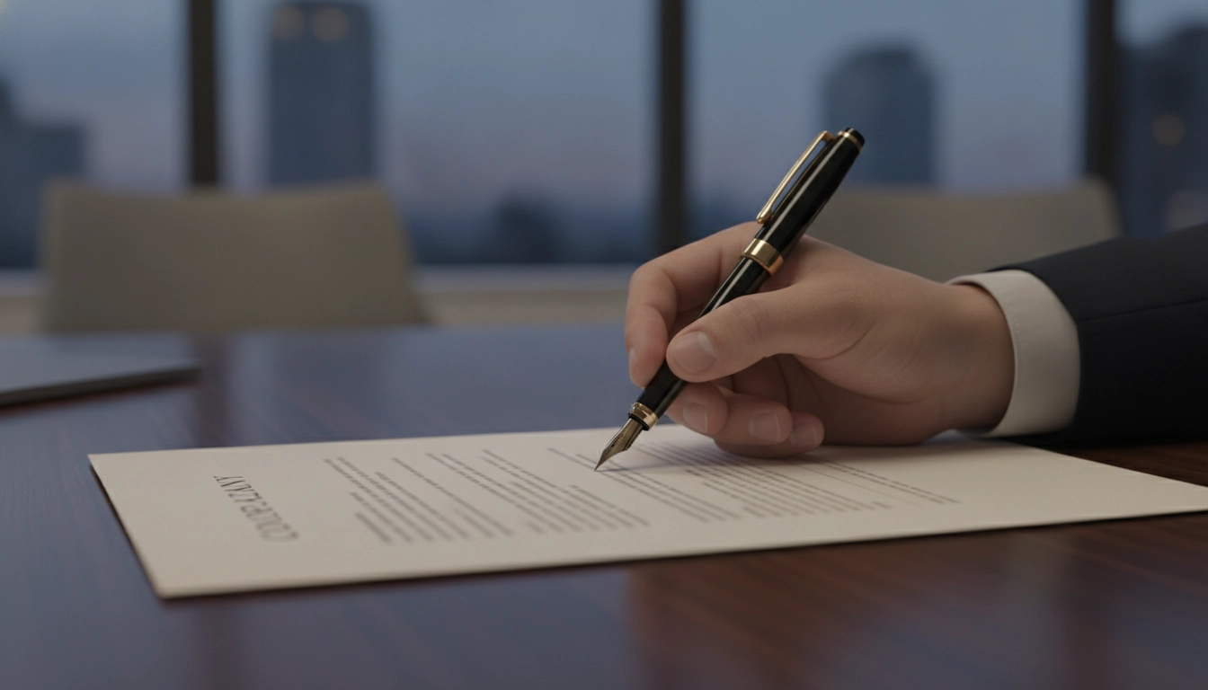 Signature d'un document de relance incluant les frais de recouvrement légaux.