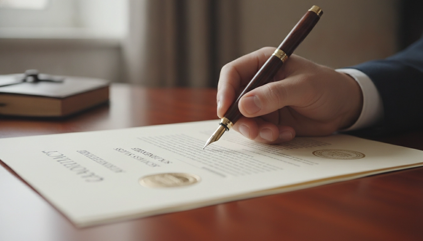 Signature d'un contrat incluant la clause de paiement à réception de facture.