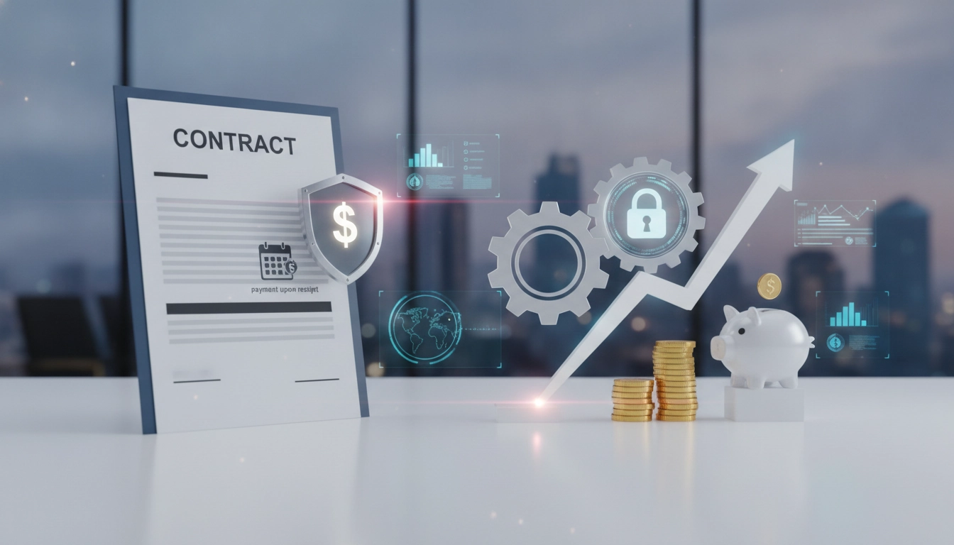 Un professionnel consultant un contrat pour rédiger une clause de paiement à réception de facture contrat client avec précision.