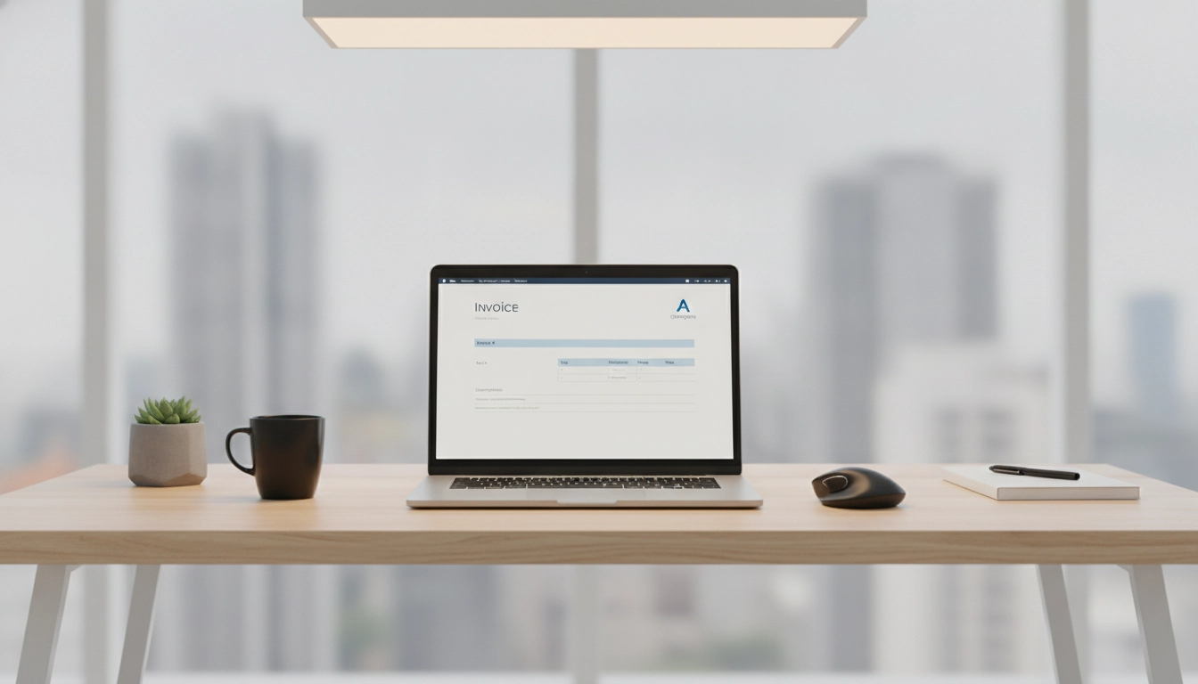 Un espace de travail professionnel pour savoir comment rédiger facture conforme micro-entrepreneur toutes mentions légales.