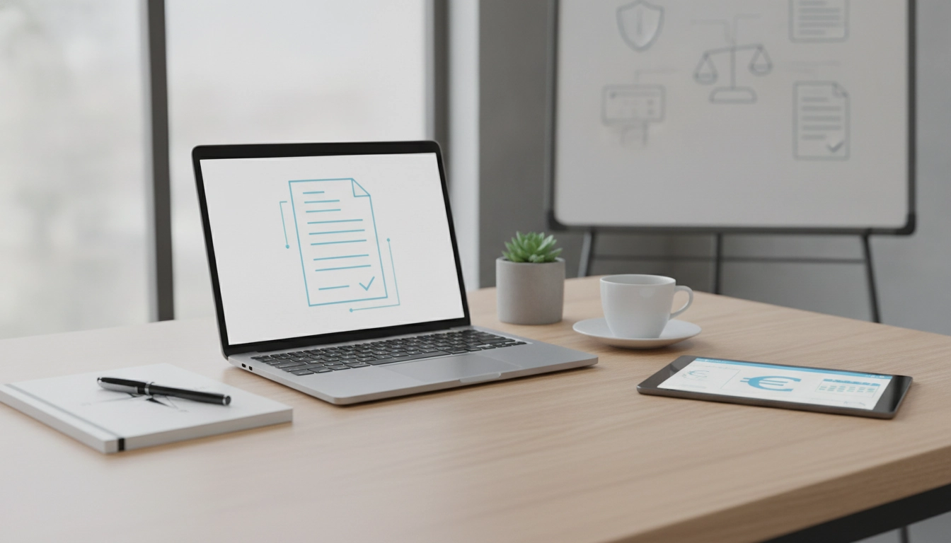 Un entrepreneur travaillant sur son ordinateur pour savoir comment rédiger facture conforme micro-entrepreneur toutes mentions légales.