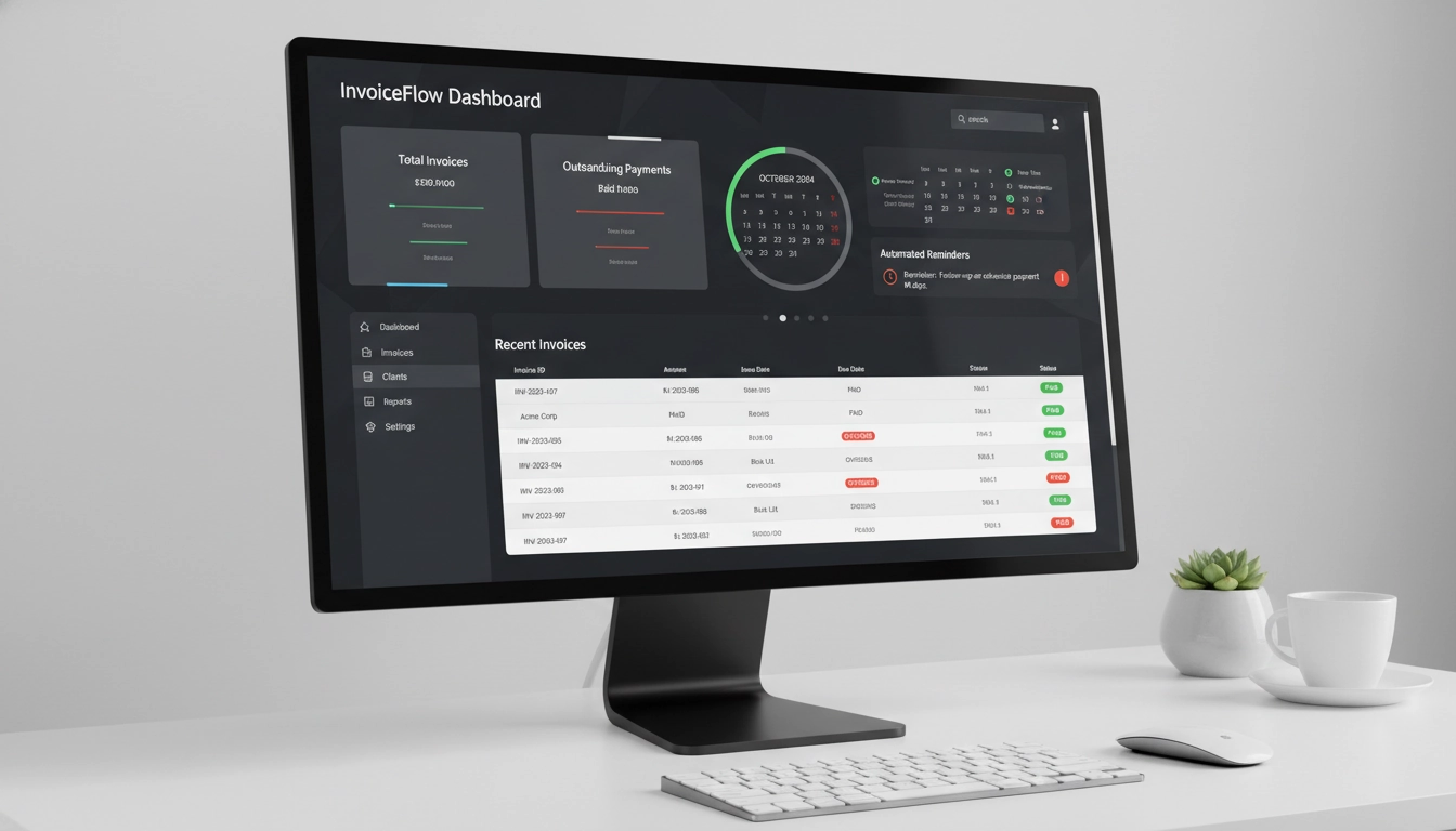 Tableau de bord de logiciel de facturation pour automatiser les relances et suivre les factures en retard