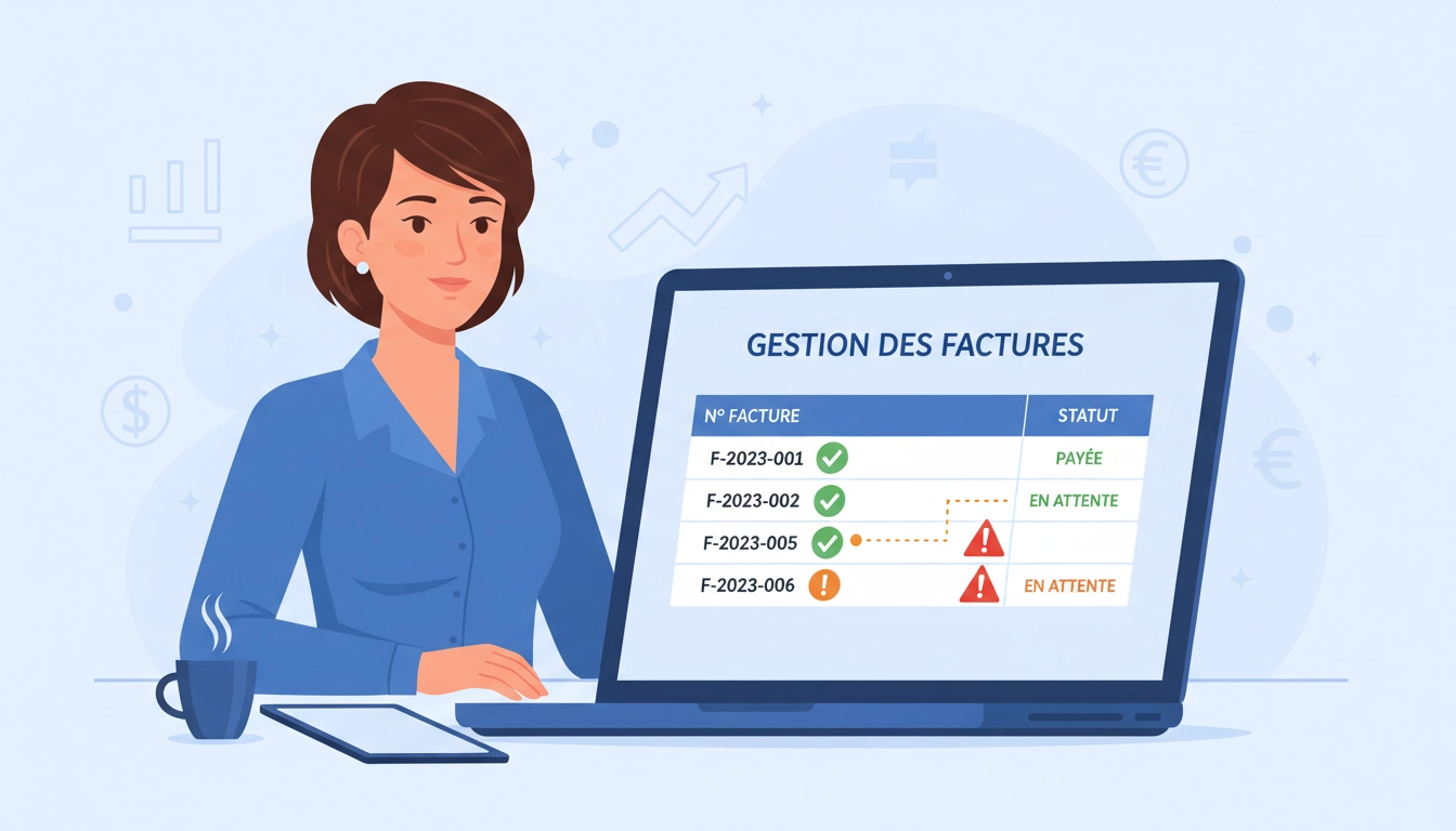 Chef d'entreprise vérifiant la conformité de la numérotation de ses factures pour éviter les risques fiscaux