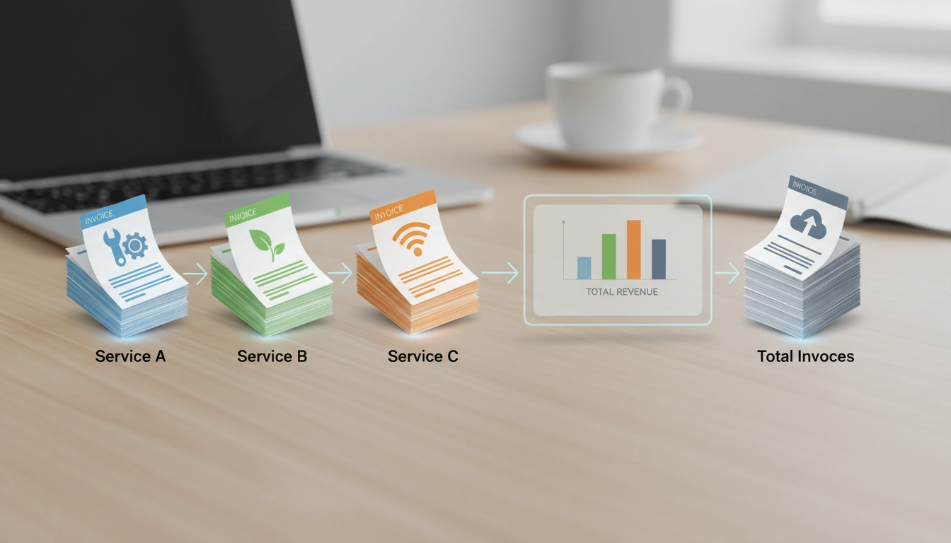 Auto-entrepreneur gérant des séries de factures distinctes pour plusieurs activités sur son ordinateur