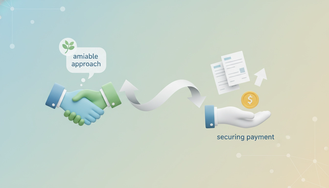 Un professionnel utilisant une stratégie de relance amiable pour préserver la relation client et obtenir paiement.
