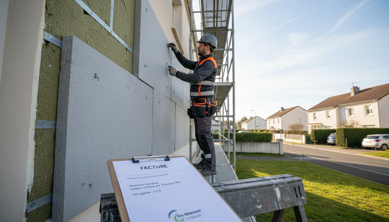 Travaux de rénovation énergétique avec application des taux de TVA réduits à 5,5% sur la facture de l'artisan